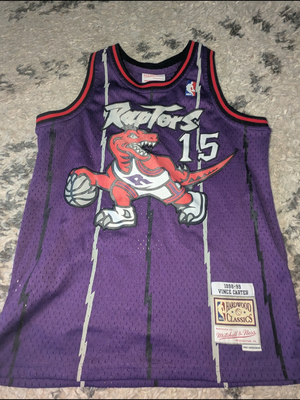 Mitchell & Ness Purple & Red Toronto Raptors Kids Jersey No.15 Vince Carter